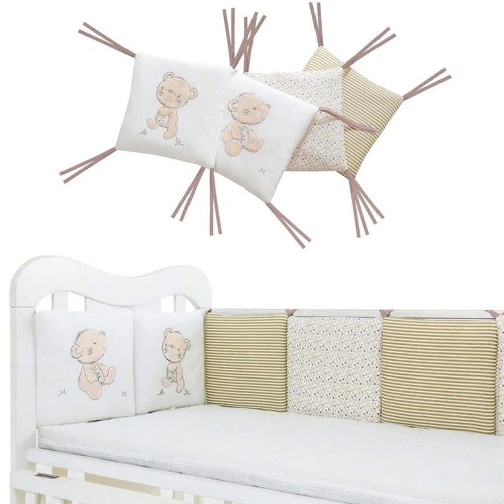 Защита для детской кроватки, накладки на бампер для кроватки, 6 шт./компл., бампер для детской кроватки, детская безопасная кровать вокруг хлопчатобумажной кроватки, защита от столкновений, защита от падения