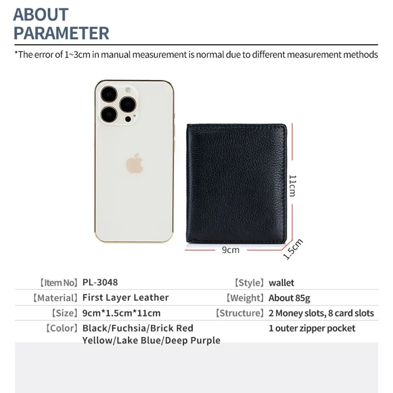 Ultra Slim Small Genuine Leather Women Wallet Soft Leather Card Holder Tiny Thin Bifold Pocket Ladies Purse with Magnetic Snap