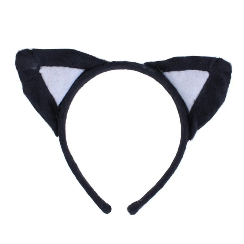 Kawaii w paski opaska z uszami kota Cosplay czarny kot dzieci kostiumy na Halloween rekwizyty kotek kreskówkowy krawat ogon rękawiczki pończochy