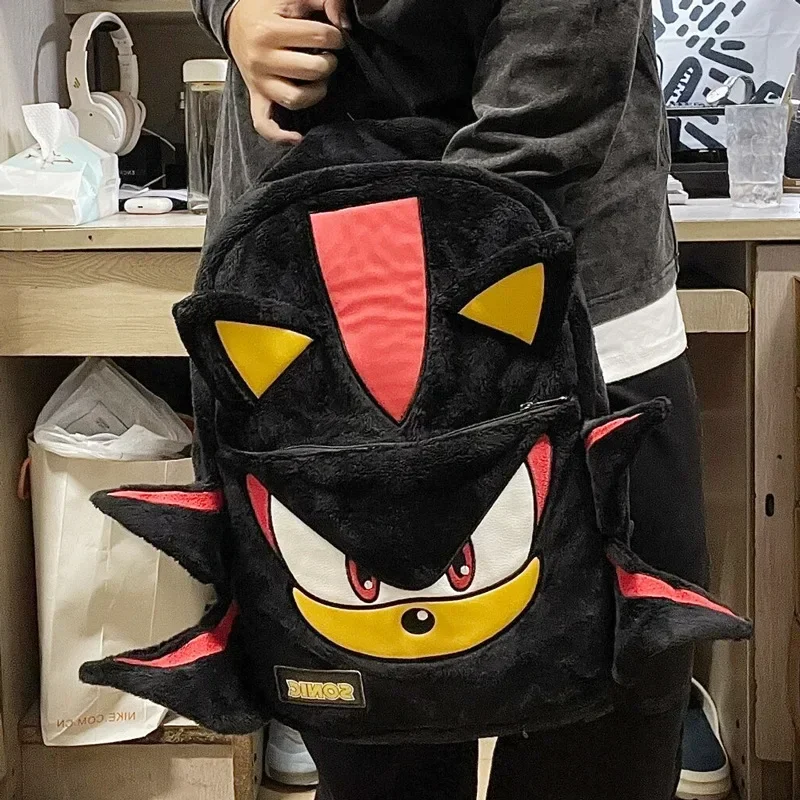 Backpack lovers cartoon cute plush schoolbag boys female students large capacity travel with black cool