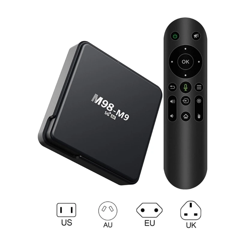 

M98 M9 TV Box Streaming Double WiFi TV Application Voice Media Player Set Top Box for Online Streaming and Downloads