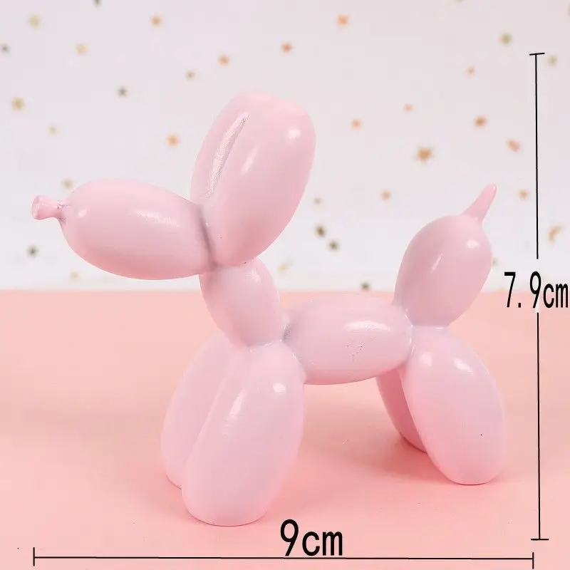 Mini Resin Balloon Dog Birthday Cake Dessert Table Decoration Ornament Gold Silver Cartoon Baking Doll Home Decoration Props