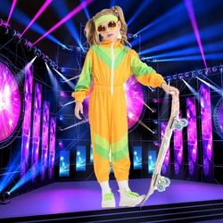 Kostium Hip Pop dla dzieci z lat 80. Retro Disco Cosplay Dance kombinezon dla dziewcząt tańca sportu pasował do sceny szkolnej ubrania imprezowe dzieci