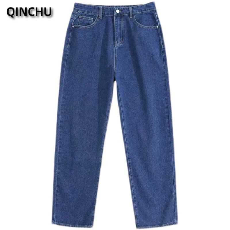 

Мужские джинсы QINCHU, новые свободные прямые брюки в корейском стиле, модные повседневные широкие брюки