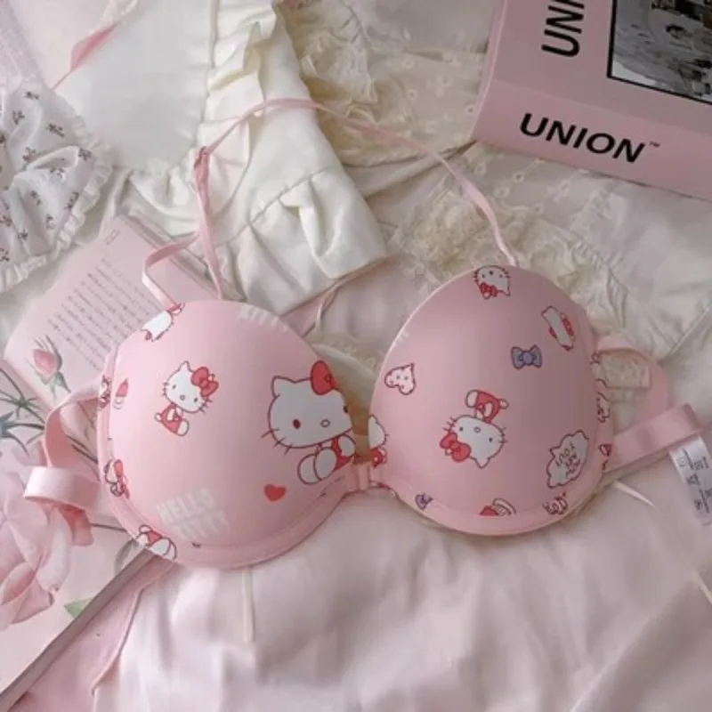 Kawaii Bra Sweet Underwear  Push-Up Comic Underwear Sexy Pure Desire HelloedKittys Bra Girl Gift