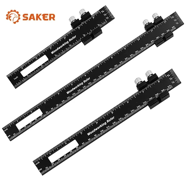 SAKER 6/8/12Inch Woodworking Multi-Function Marking Ruler Set T Track Ruler Professional Scribing Ruler Tool For DIY Handicrafts