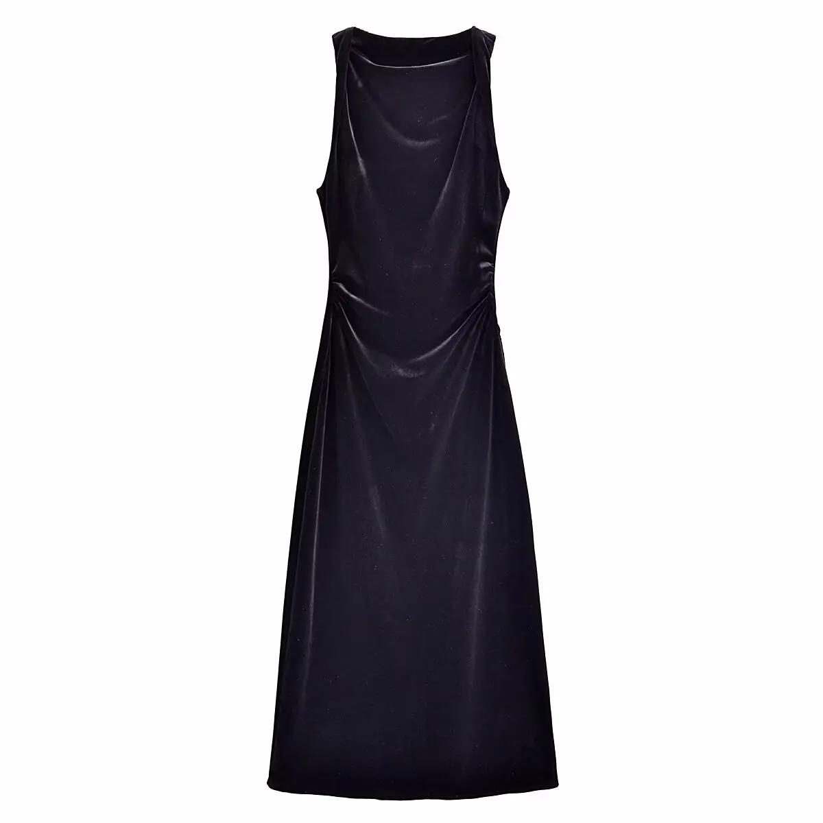 Tangada 2024 New Women Velvet Dress Sleeveless Ladies Slim Midi Dress 6P014