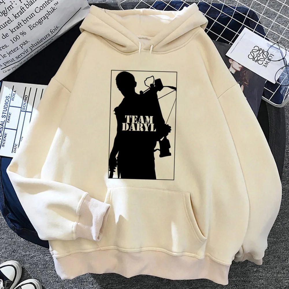 Daryl-sudaderas con capucha para mujer, suéter de forro polar gótico, estampado de anime, harajuku