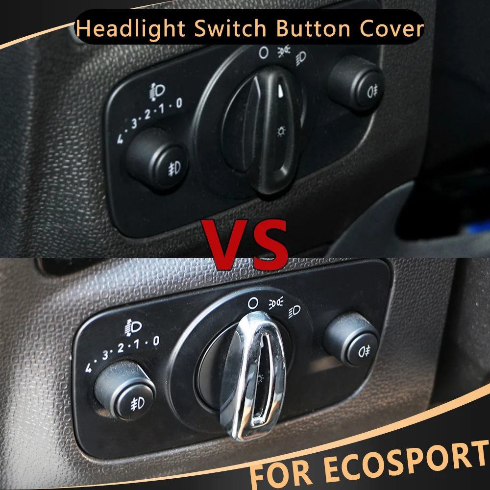 Chrome Car Head Light Lamp Switch Knob Cover Decoration Cap Trim Sticker for Ford Ecosport 2013 2014 2015 2016 2017 Accessories