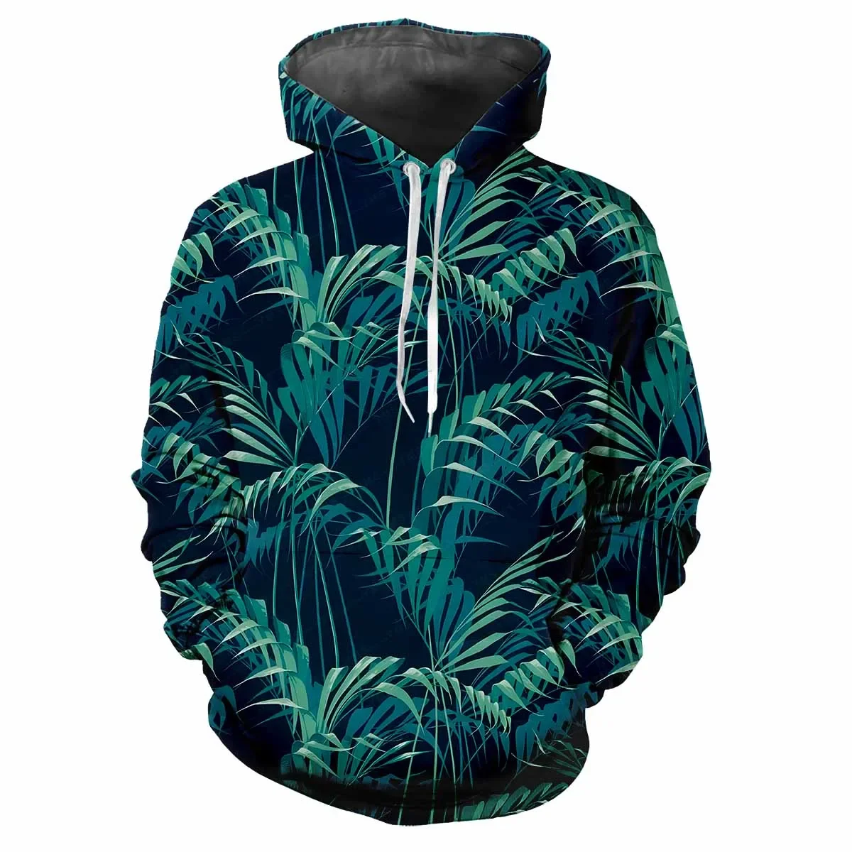 Trendy men's Hoodie Printed Flowers And Plants  Patterns Digital Printing Casual Long Sleeved Hooded Thick Fabric Tops