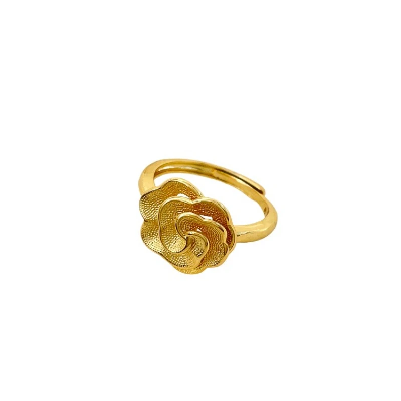

Yellow gold rose ring, light luxury temperament retro high-end open finger ring