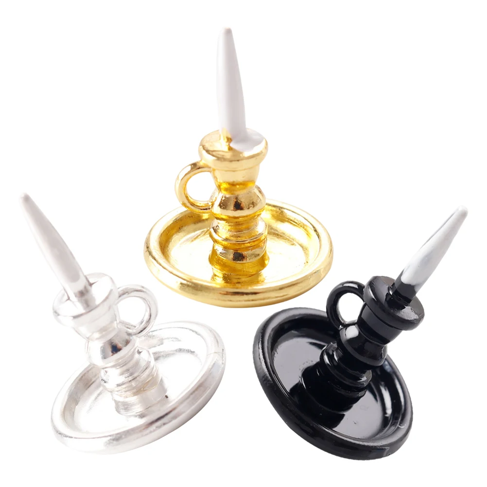 

3 Pcs House Decoration Dollhouse Accessories Miniature Model Candelabra Alloy Tall