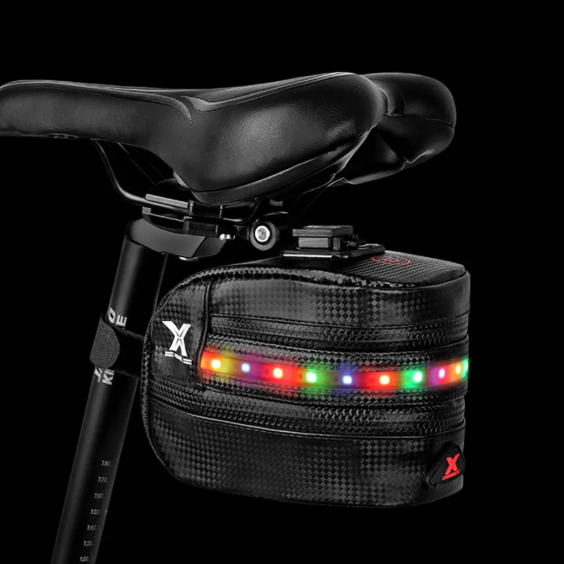 

Bicycle bag, tail bag with light emitting storage packaging, spare riding bag seat, rear seat bag, bicycle saddle bag accessorie