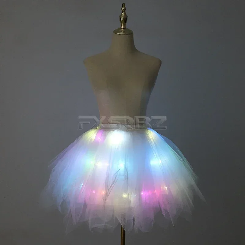 

Fashion LED Skirt Birthday Dance Party Colorful Light Up Tutu Skirt Stage Glow Costume White Sexy Belly Dance LED Skirt