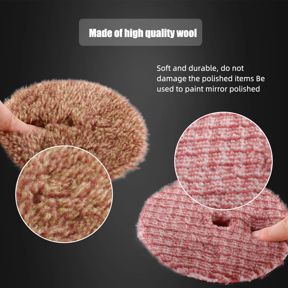 (Bulk Sale) SPTA 5/6 Inch Mix Red Orange Wool Polishing Car Paint Buffing Woolen Pad For DA/RO Waxing Buffer Polisher Detailing