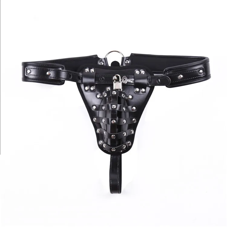 Sex Toys Gay Mens Open Butt Pentis Lingerie PU Leather Sissy Pouch Man Jockstraps G-string Underwear Underpants with Locks - view 3