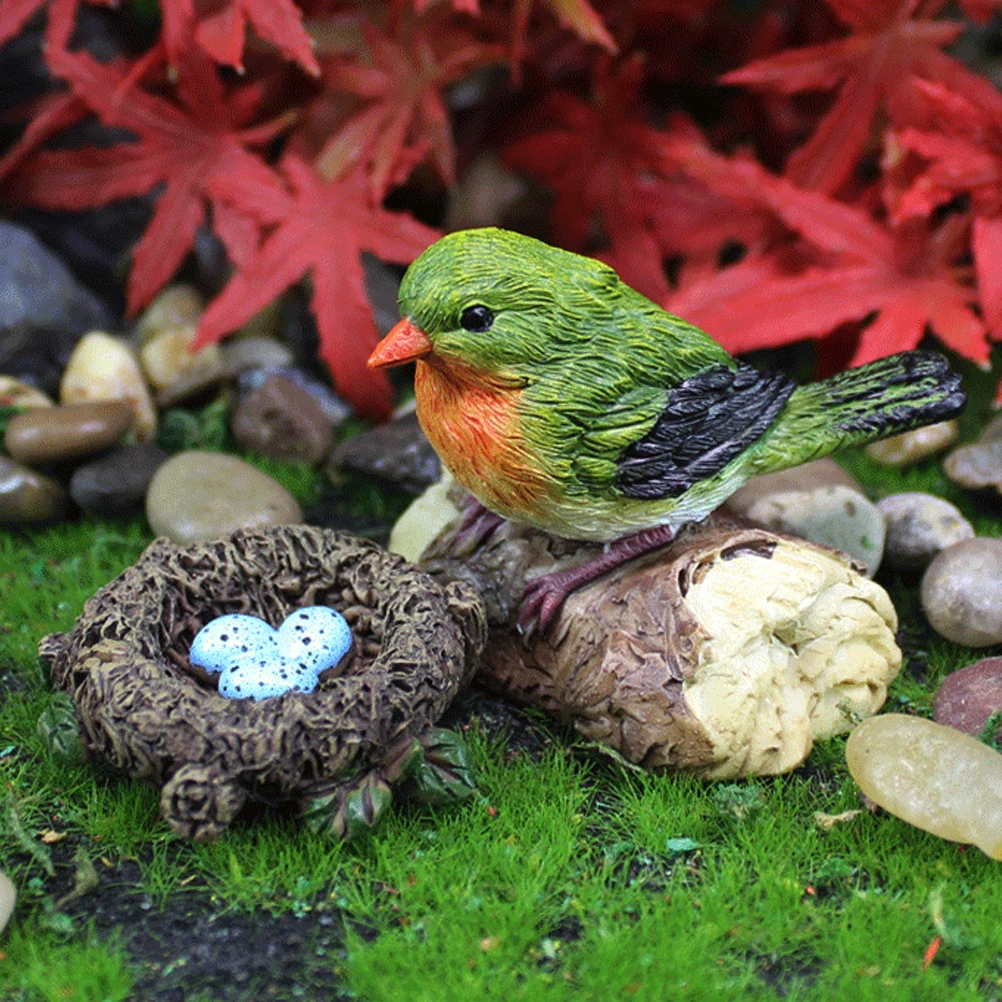 

1Set Resin Simulation Bird Nest Decoration Artificial Small Bird Statue Garden Outdoor Ornament Realistic Craft