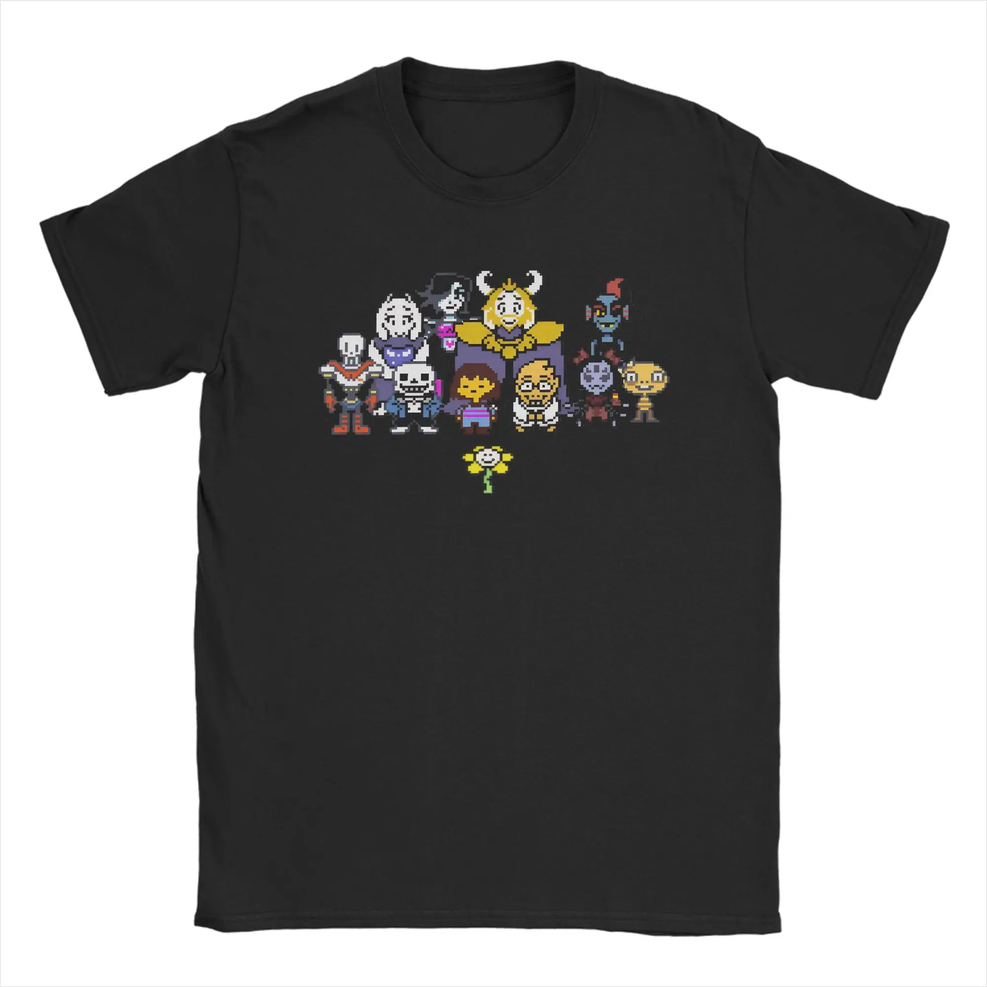 Casual Undertales Video Game T-Shirt Men's Crewneck Short Sleeve Top Tee Sans Papyrus Flowey 100%Cotton Summer Top Tee