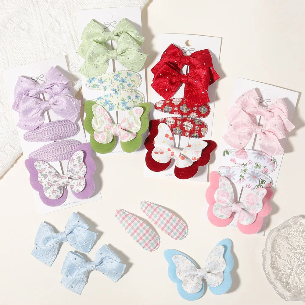 2/4/5 قطعة القوس لطيف طفل مشبك شعر مجموعة لطيف BB كليب فتاة صغيرة فراشة باريت موضة لطيف الأزهار البريق الطفل إكسسوارات الشعر