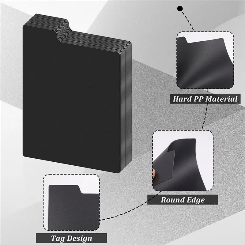 ABFN-Blank Index Tab CD/DVD Dividers(20PCS), 5 X 5.5 Inch Black PP For Media Storage Organizer