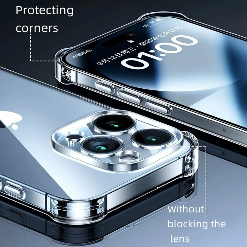 Super Transparent for iPhone 15 14 13 12 11 Pro Max Case Shockproof Cover for iPhone 6 7 8Plus X XR XSMAX SE2 SE3 TPU Cases ﻿