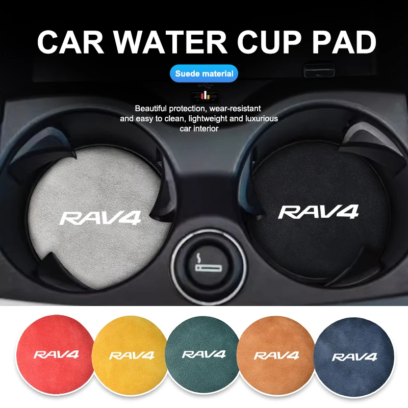 2pcs Suede Car Coaster Anti-slip Pad Water Cup Mat Bottle Holder For Toyota RAV4 20 30 XA30 2007 2009 2010 2011 2012 2013 2006