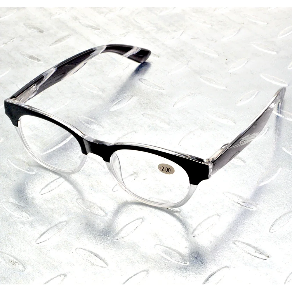 

Black N White TR90 Spring Hinge Classic Fashion Round Retro Multi-layer Coating Reading Glasses +0.75 +1 +1.25 +1.5+1.75 to +4