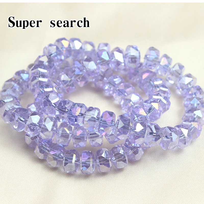 Faceted Flat Glass Amethyst Beads Purple Electroplating Color Wheel Shape Spacer for Jewelry Making DIY Bracelets Accessories