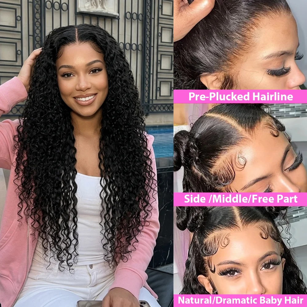250 Density Deep Wave Wigs 13x6 HD Lace Front Human Hair Wig Brazilian 13x4 HD Lace Frontal Wig Water Wave Human Hair Wigs 5x5 Ready to Go HD Lace Glueless Wigss for Black Women view 3
