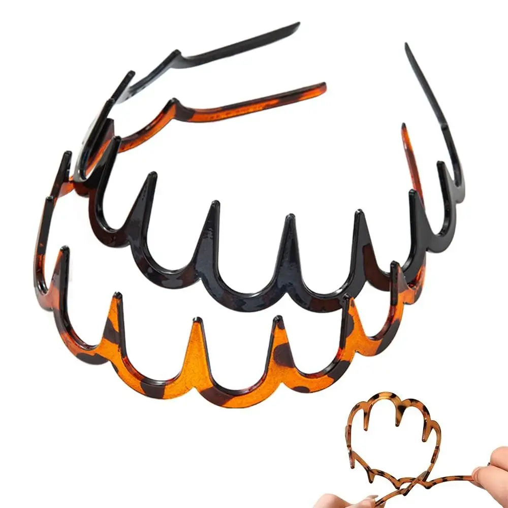 

Simple U Shape Wavy Hairband Elastic Non Slip Hair Comb with Teeth High Cranium Headband for Women Girls