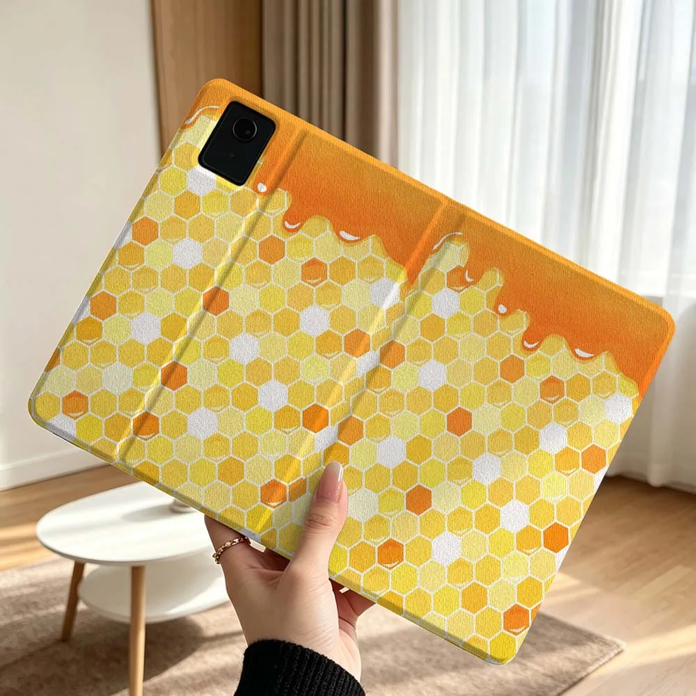 Honeycomb Bee Pattern For Lenovo Xiaoxin Pad Pro Tab P12 P11 11 13 11.2 inch K11 Plus Pen Tray Tablet Case Soft