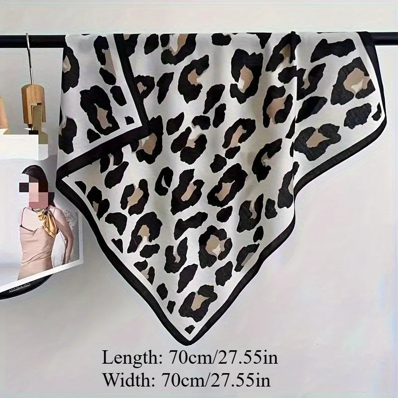 1pc 70*70cm Leopard Print Bandana, European And American Fashion Style, New Women Square Scarf, Casual Headband, Neck Scarf