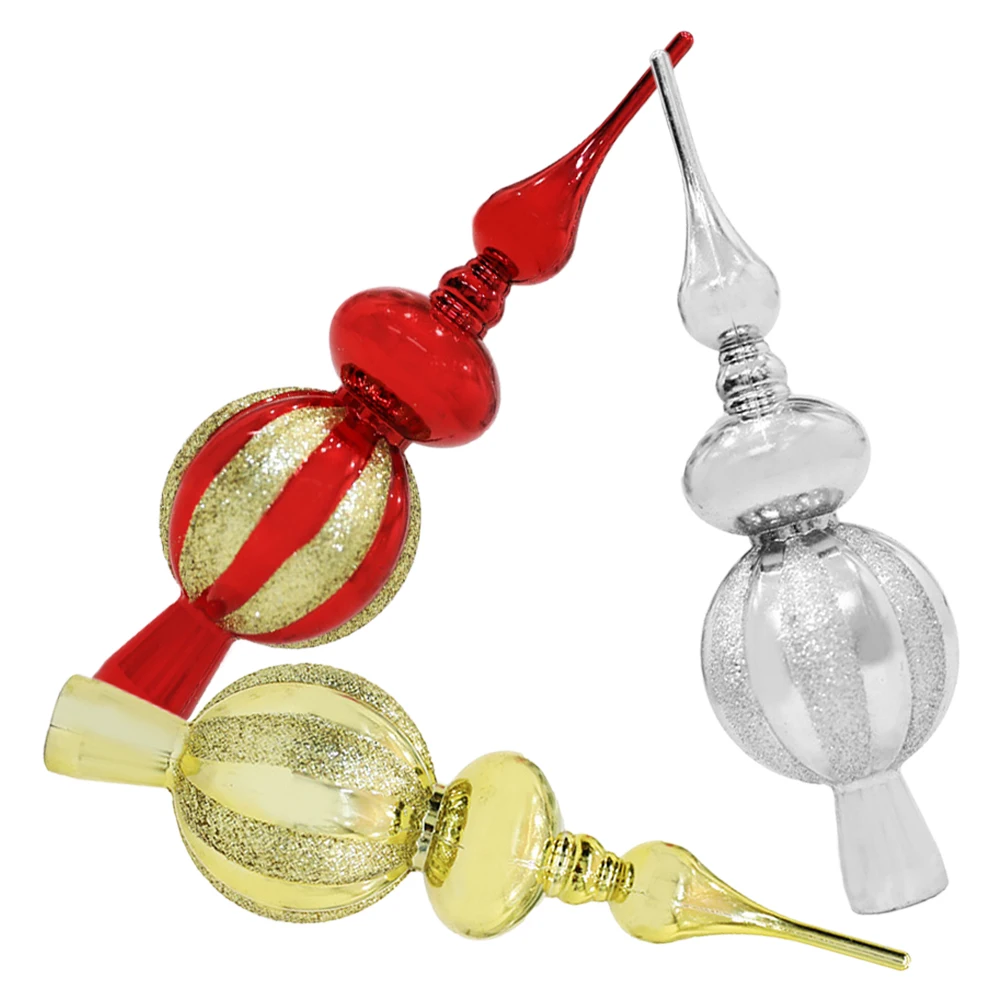 

3Pcs Tree Topper Ornament Christmas Tree Top Decoration Vintage Treetop Finials for Holiday Xmas Decor Festive Ambience