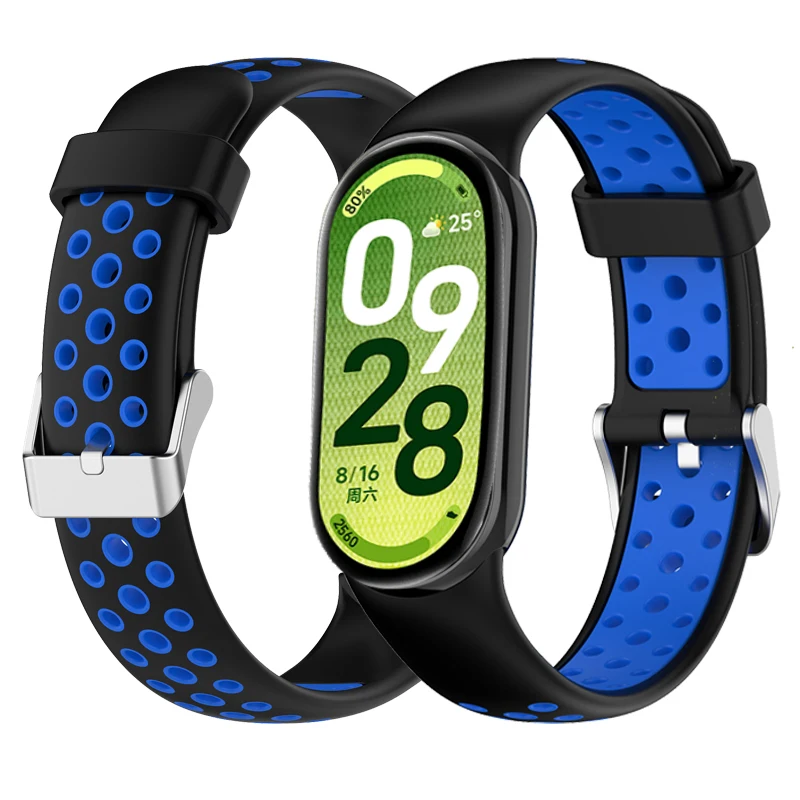 Sport strap For Xiaomi Mi Band10 9 8 strap Two-color Silicone Strap For Miband 9 8 strap Miband 10 Replacement Wristband image 6