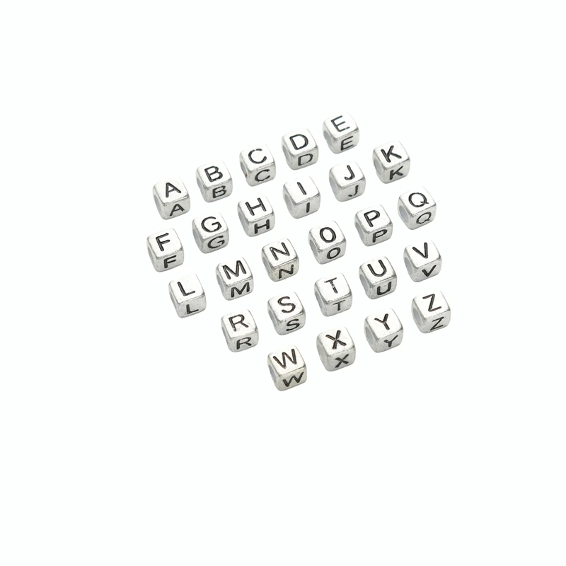 50Pcs 6x6mm Acrylic Letter Decoration Beads Random Mixed Square Alphabet Loose Beads For Jewelry Making DIY Bracelet Necklace view 3