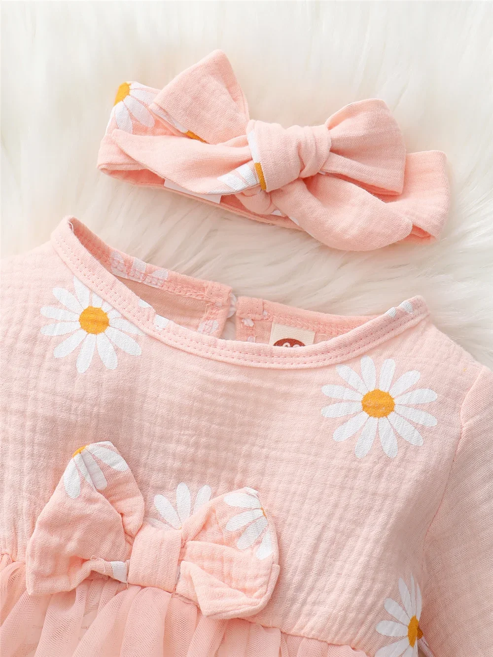 0-18 Months Baby Girl Long sleeved Dress Little Daisy Bow Spring Autumn Fashion Dress fit Baby Full Moon Photography Clothing