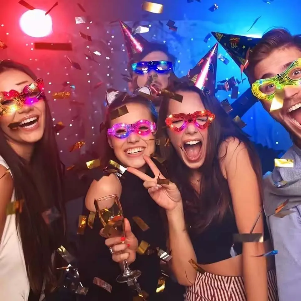 Glow In The Dark Glasses Bulk Led Light Up Glasses 2024 Wedding Decor Party Favors Glow Glasses For Kids Adults Party Supplies - view 3