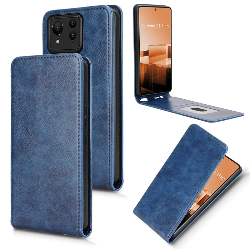 

For Asus ZenFone 11 Ultra Vertical Flip Cover Case Silicone Soft Leather Wallet Card Protector Case For ZenFone 11 Ultra Case