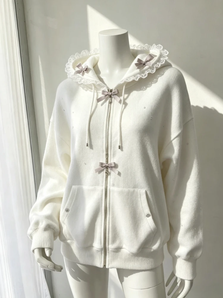 スイートウィンターキュートラビットイヤーロリータコート レデ - Vintage Zip Hoodie のレビューと価格