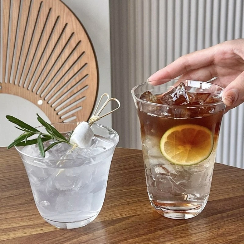 Japanischer Stil Einfaches Design Glasbecher mit Ausgestelltem Rand Klassischer Tee-Kaffee-Becher Amerikanischer Stil Eiskaffee-Glasbecher mit