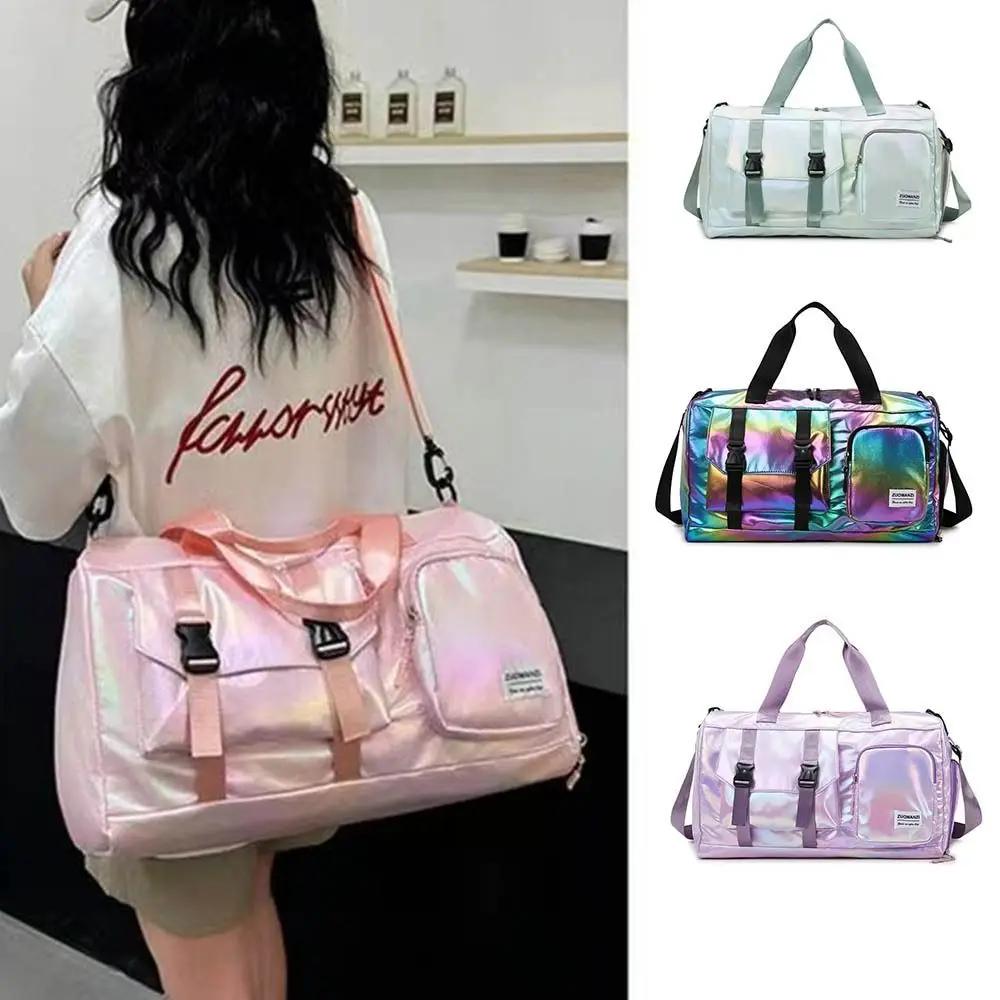 

Pearl Glossy Gym Bag Wet Dry Separation Large Capacity Travel Luggage Bag Carry-On Waterproof Fitness Training Handbag