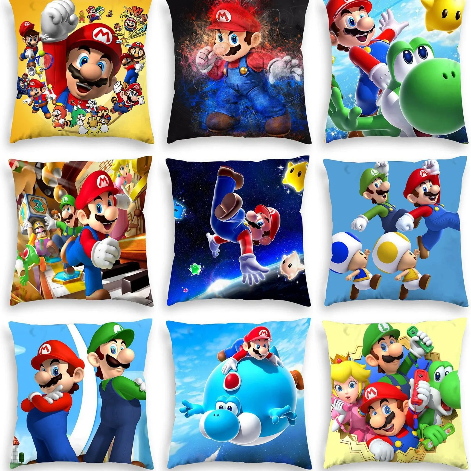 

Hot Super Mario Sofa Pillow Cover Cartoon Cute Mario Car Living Room Pillow Peach Skin Plush Pillow Manufacturer Wholesale