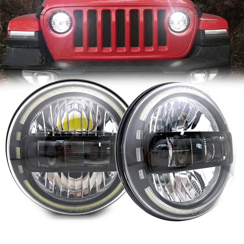 

7 Inch LED Headlight DOT E-mark Car Led Driving Lights Hi/Lo Beam DRL White Amber Led for Jeep Wrangler Hummer Lada Niva.