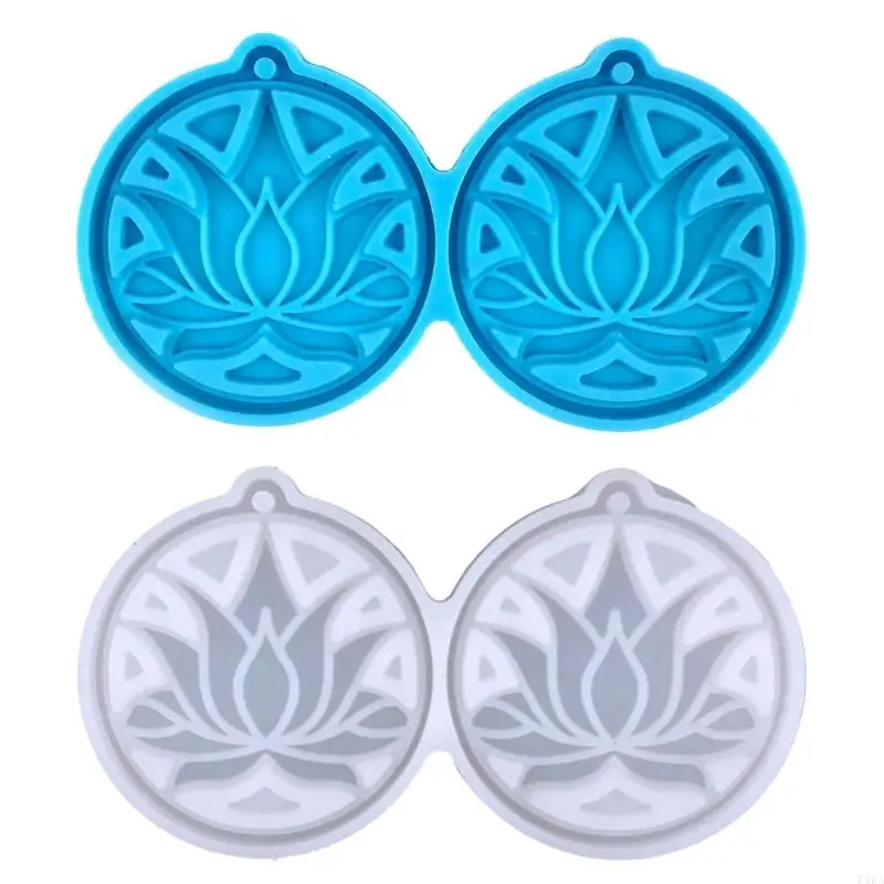 

KXRA DIY Shiny Glossy Lotus Keychain Earrings Pendant Mould Resin Epoxy Jewelry