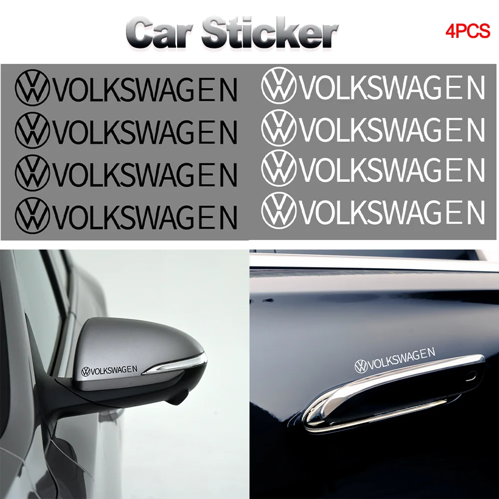 4PCS PVC Black/White Fashion VW Car badge styling Body Stickers Car Accessories For VW RLINE POLO Tiguan golf passat GTI GTD B6