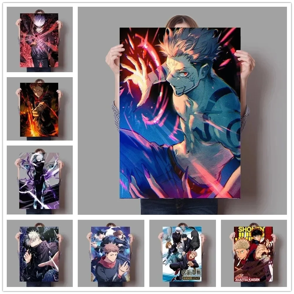 أنيمي Jujutsu Kaisen Itadori Yuji و Gojo Satoru قماش اللوحة الجمالية طباعة الجدار ملصق صورة غرفة نوم ديكور المنزل