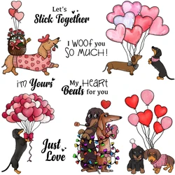 Mangocraft Heart Balloons Dogs Cutting Dies Clear Stamp Valentine's DIY Scrapbooking Metal Dies Silicone Stamp For Cards Albums