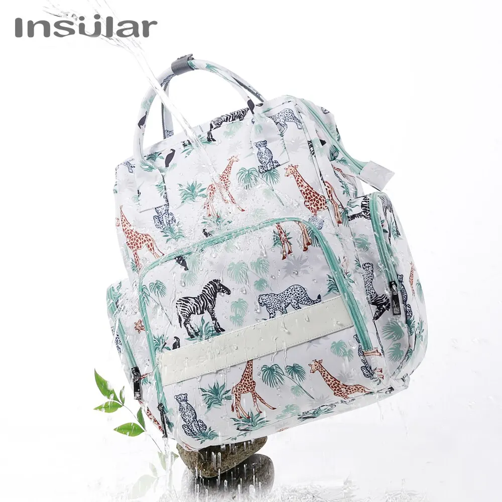 Insular Baby Diaper Backpack Fashion Mummy Travel Stroller Bags Large Capacity Mother Bag Carrying Pregnant Baby Nappy Backpack