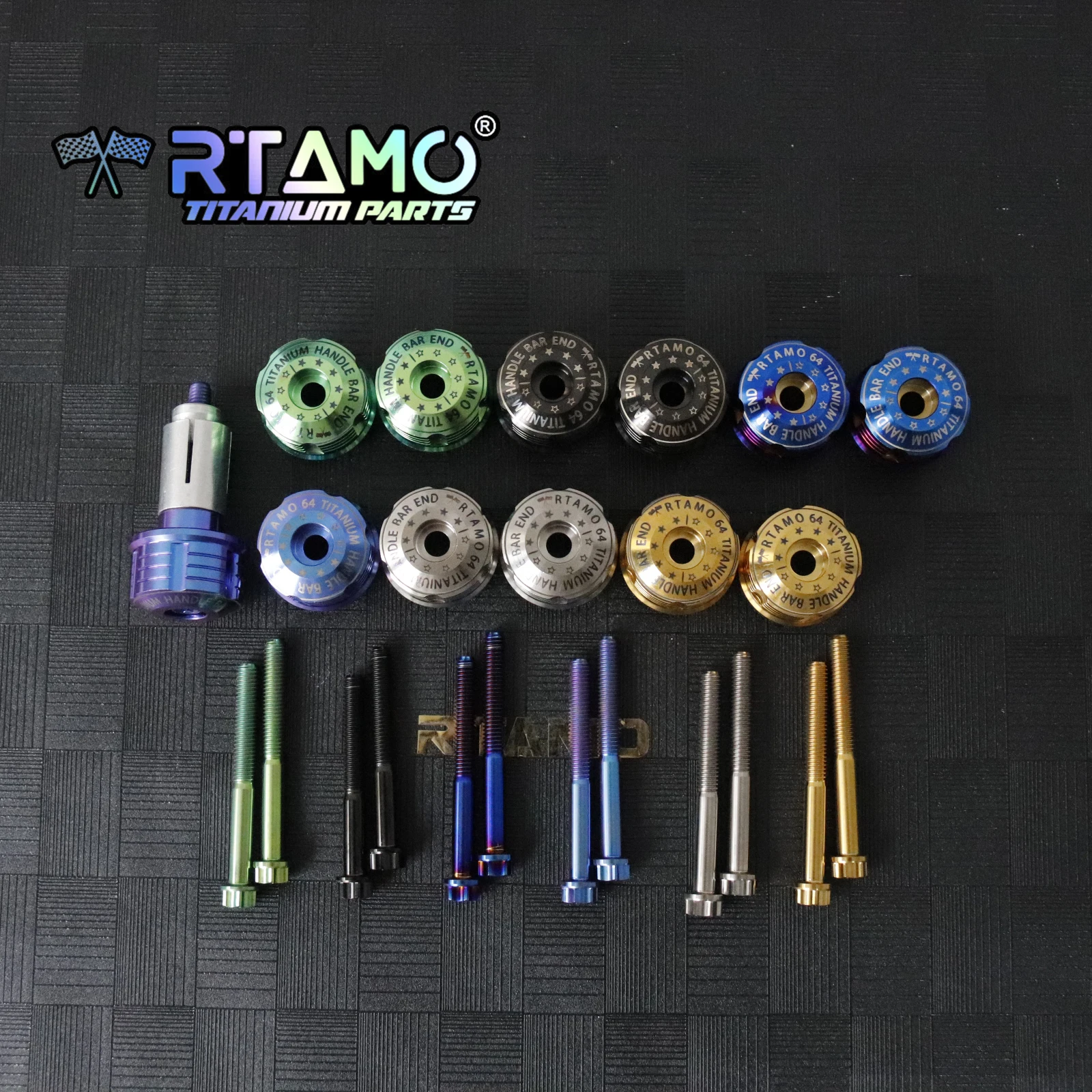 RTAMO Gr5 Titanium Handle Bar End with bolts for Motorcycle Modification