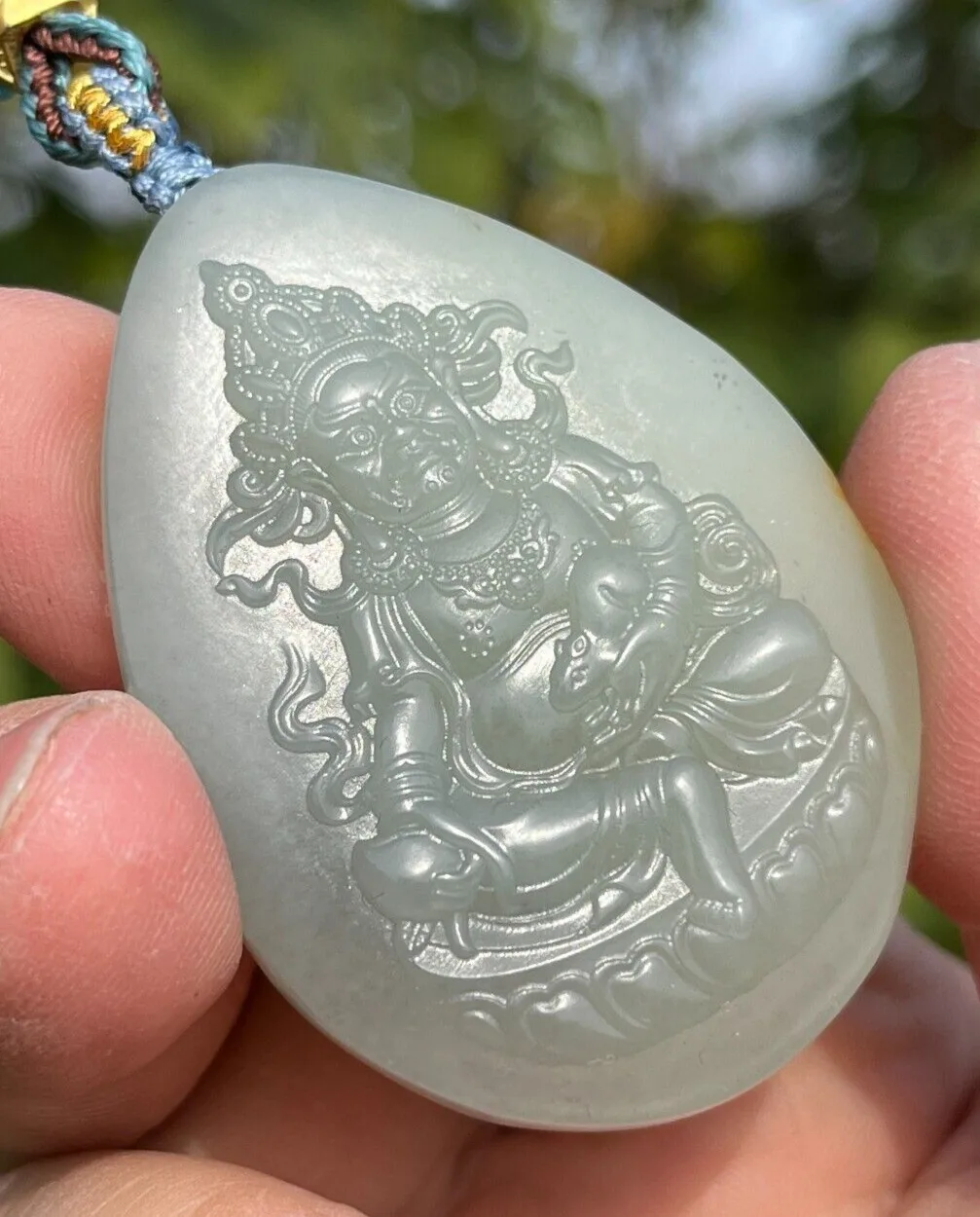 CERTIFIED 31.2g 100% NATURAL HOTAN RIVER JADE HAND CARVED Xizang's god of wealth